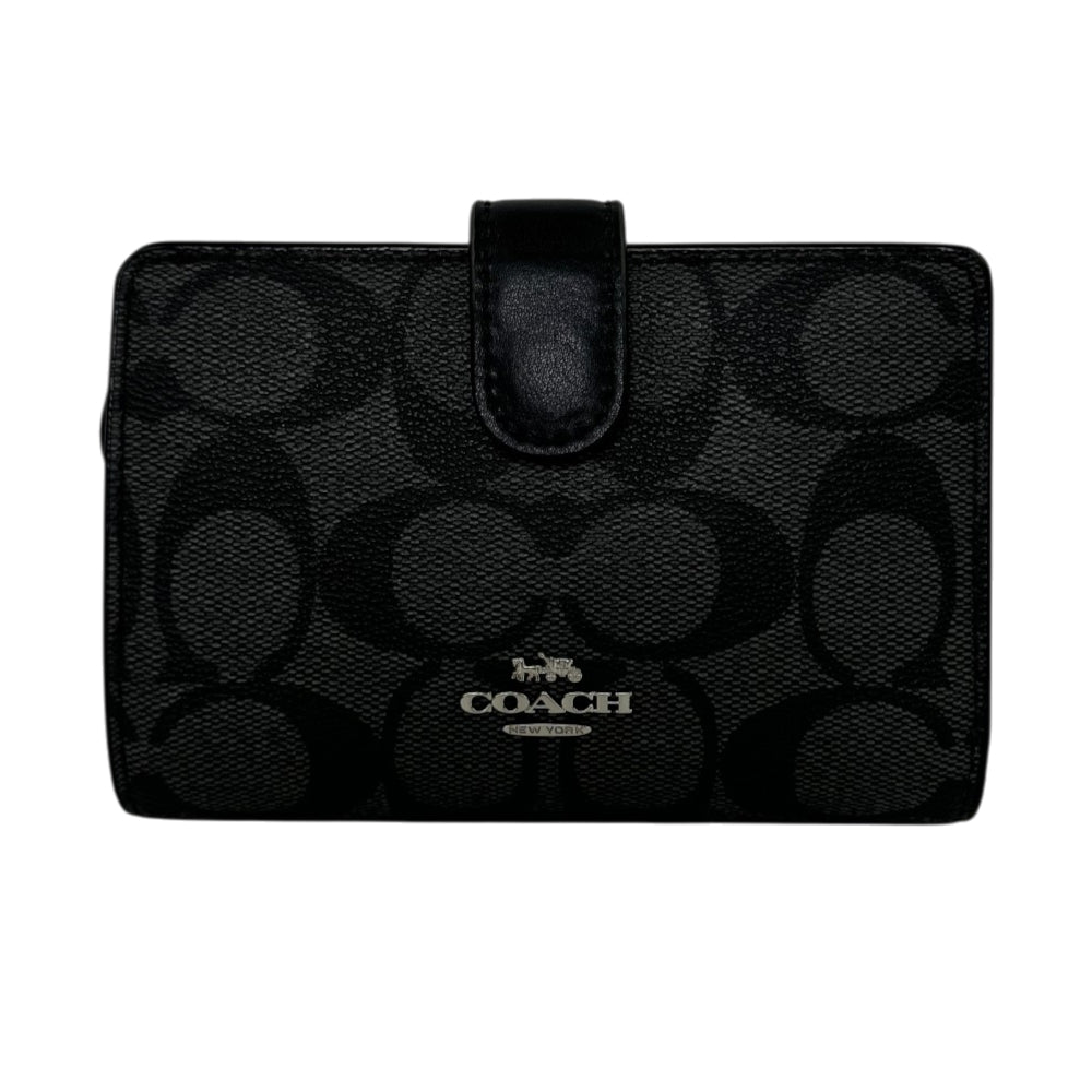 COACH Signature Black Compact Wallet LHQ2046