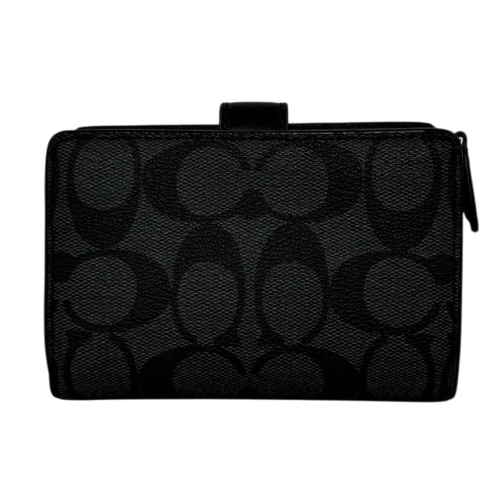 COACH Signature Black Compact Wallet LHQ2046