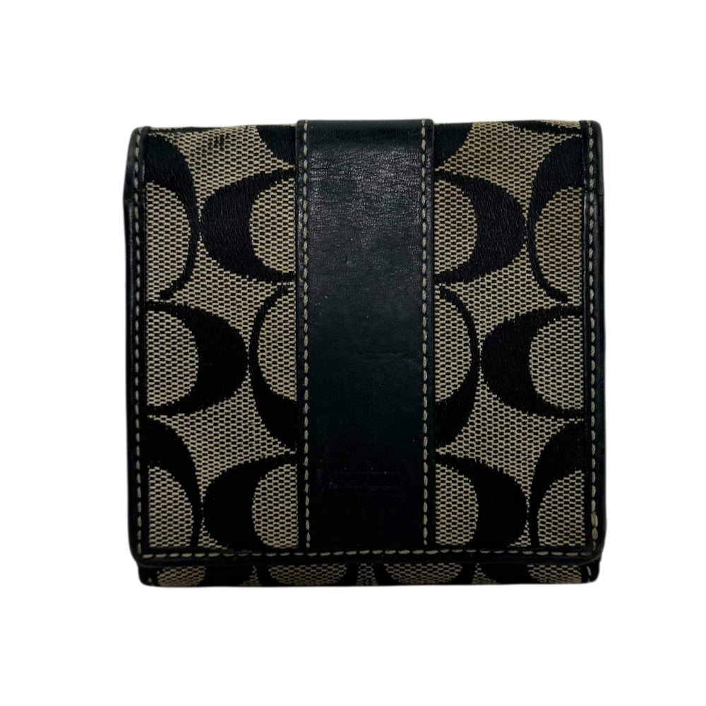 COACH Signature Brown/Black Compact Wallet LHQ2048
