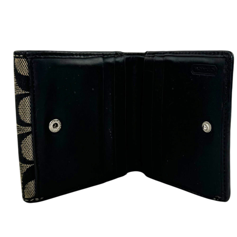 COACH Signature Brown/Black Compact Wallet LHQ2048