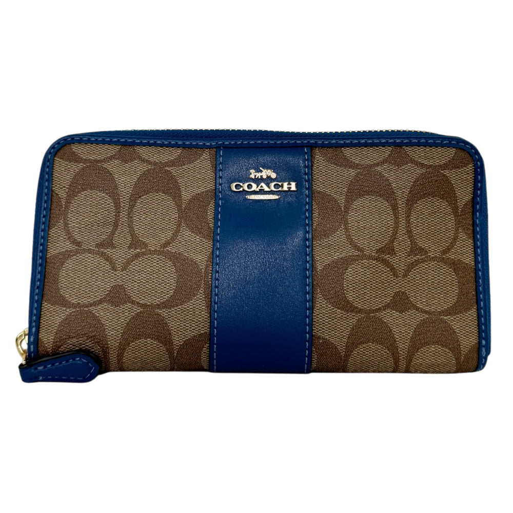 COACH Signature Brown/Blue Long Wallet LHQ2050