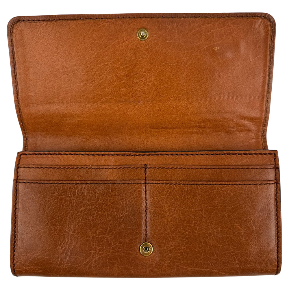 CHLOE Brown Leather Flap Continental Purse Wallet LHQ2055