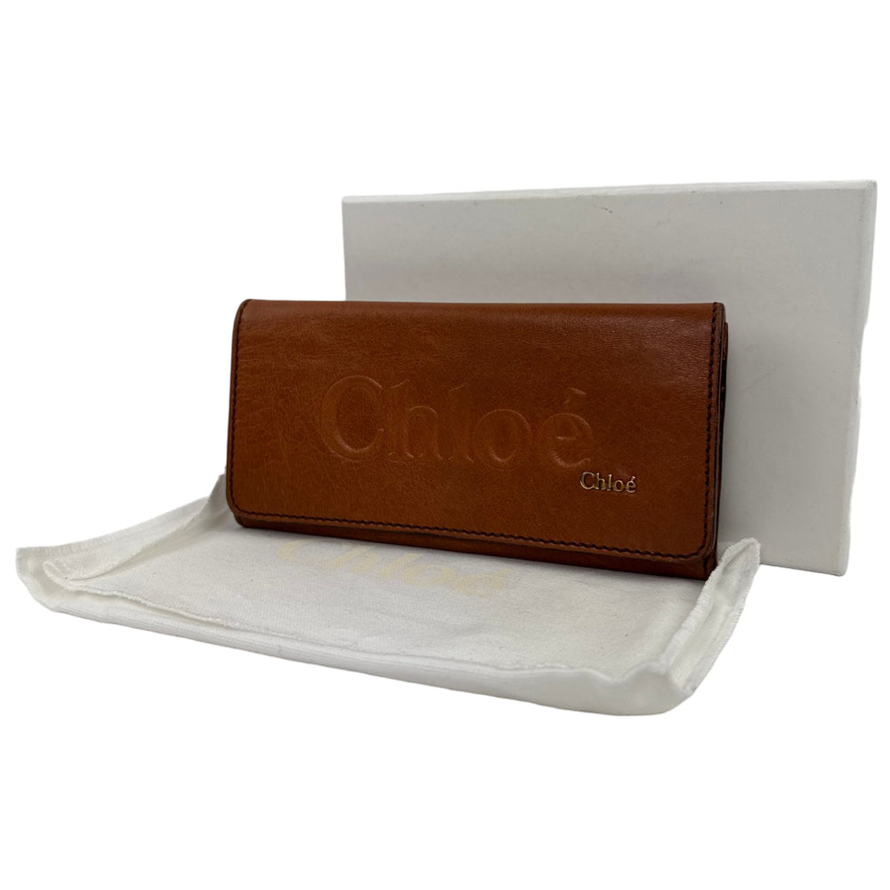 CHLOE Brown Leather Flap Continental Purse Wallet LHQ2055