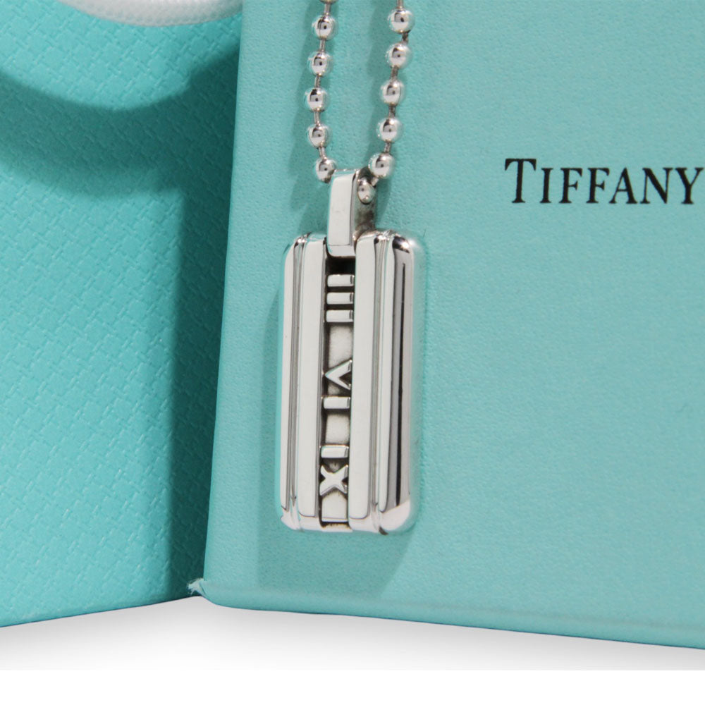 TIFFANY & Co. Ball And Chain Necklace Atlas Pendant Silver LHQ206