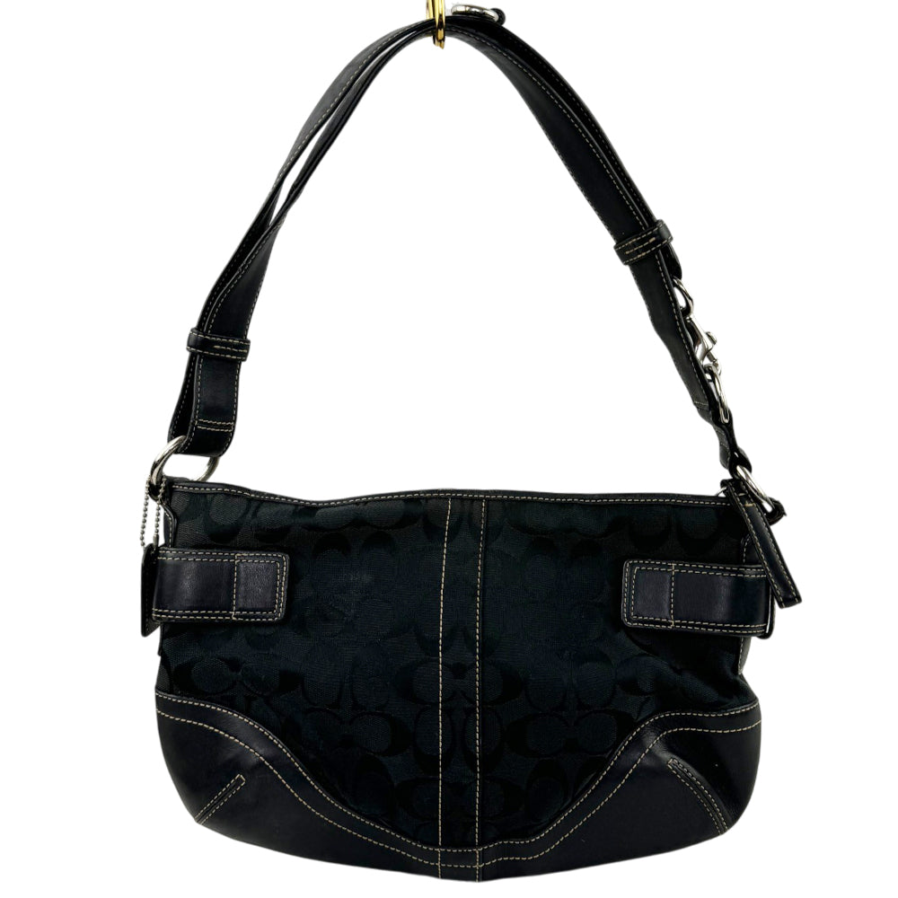 COACH Soho Buckle Black Signature Canvas Shoulder Bag LHQ2064