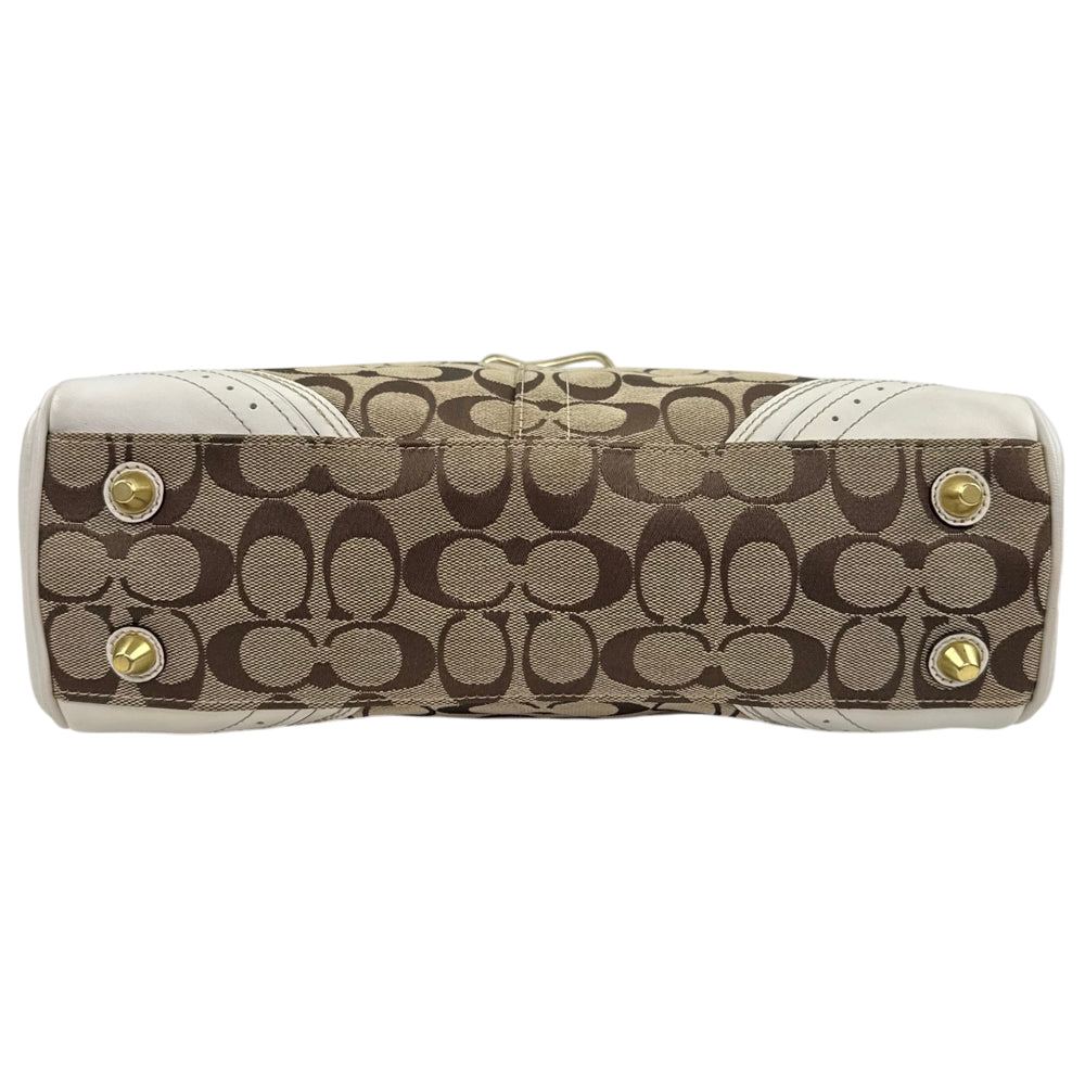 COACH Brown Hampton Signature Canvas and Leather Hand Bag LHQ2071