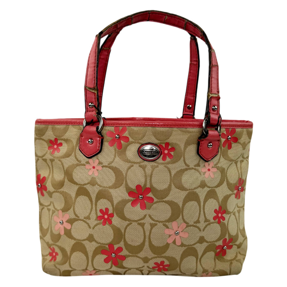 COACH Signature Brown Small Flower Tote Bag LHQ2075