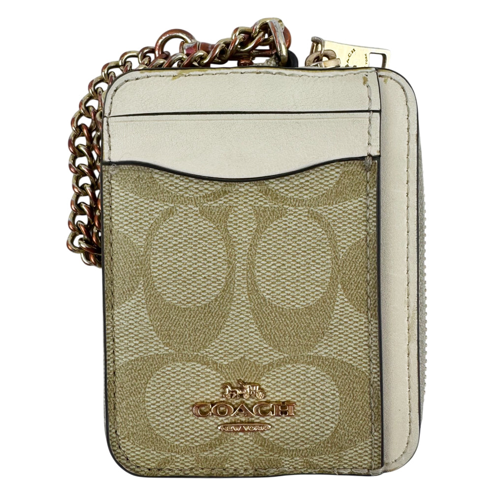 COACH Signature Brown/White Coin Case LHQ2081