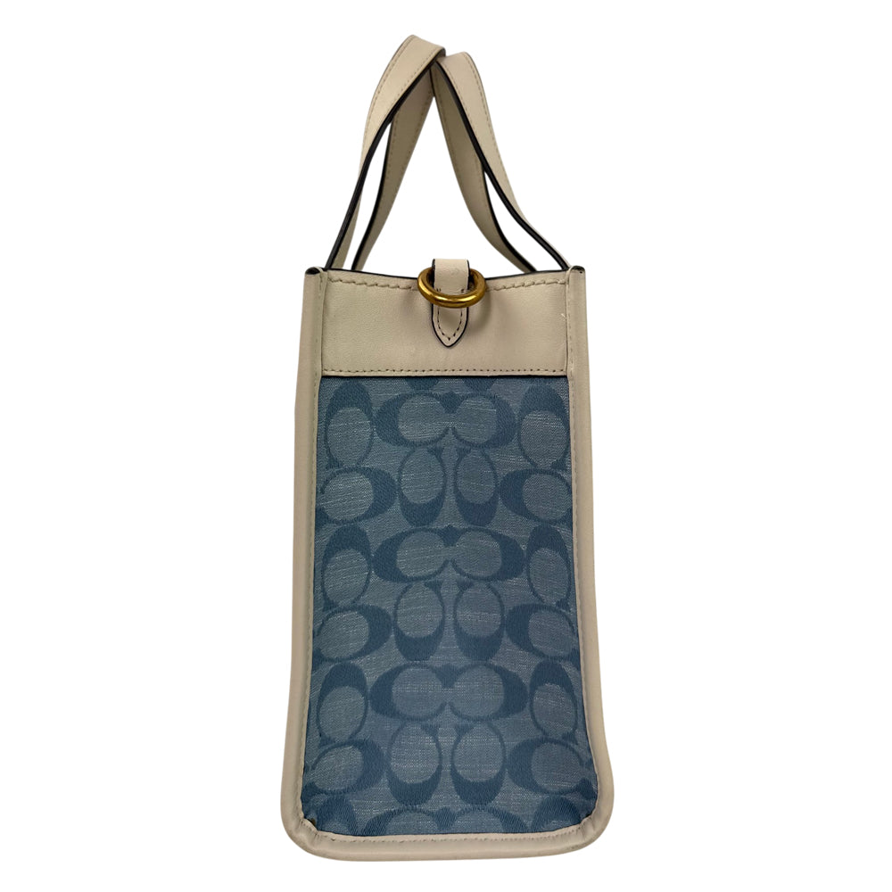 COACH Signature Field Tote 22 Light Blue Tote Shoulder Bag LHQ2087
