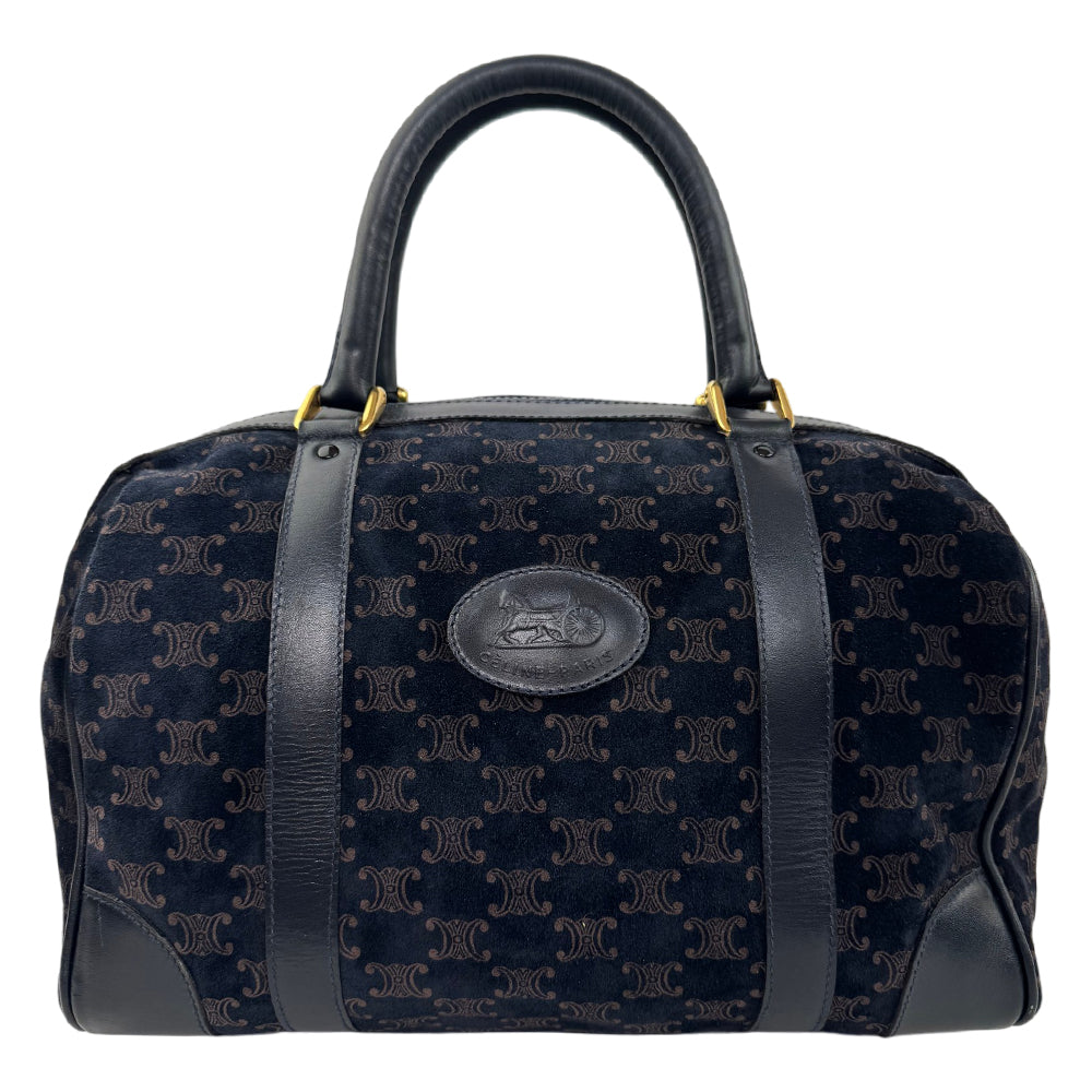 CELINE Macadam Navy Blue Suede Boston Bag LHQ2090