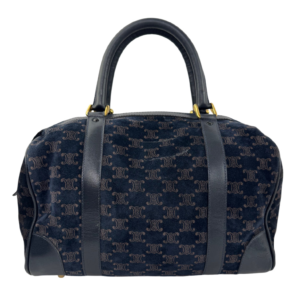 CELINE Macadam Navy Blue Suede Boston Bag LHQ2090