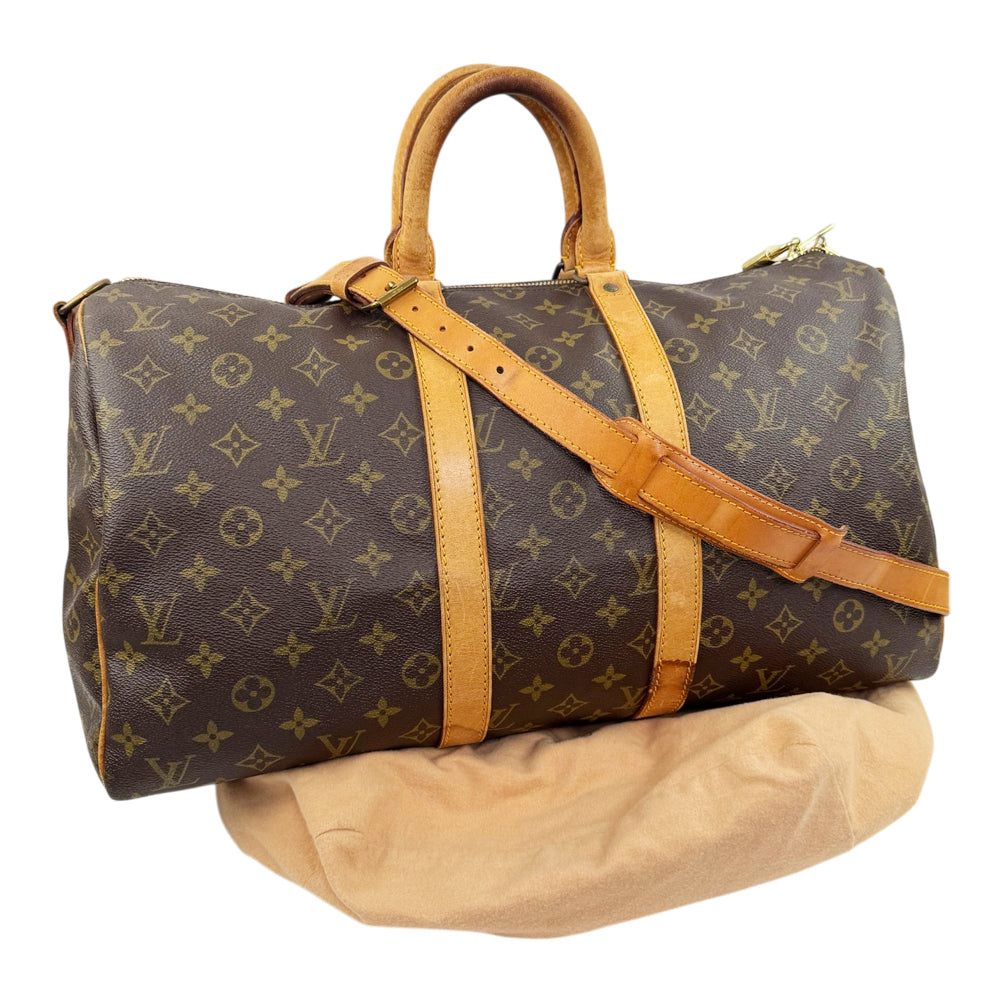 LOUIS VUITTON Monogram Keepall 45 Bandouliere Duffel Bag LHQ2094