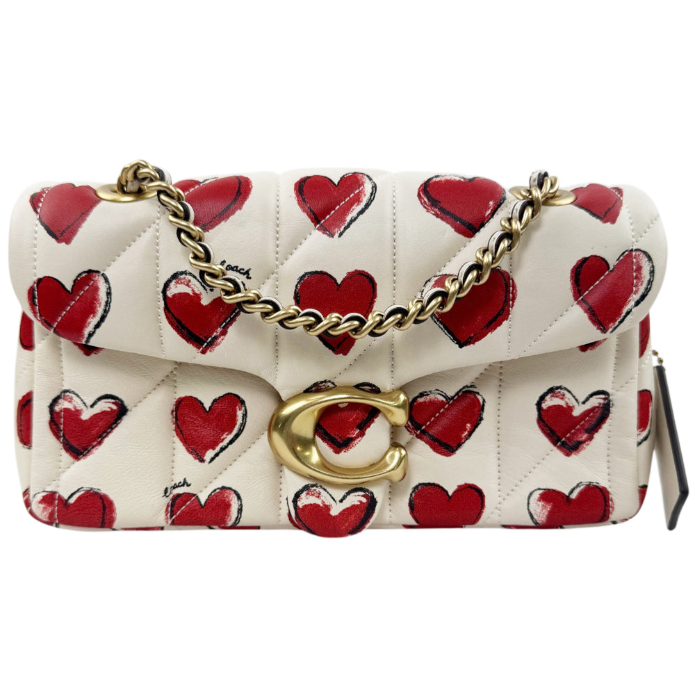 COACH Tabby White Leather Quilted Heart Shoulder Bag LHQ2101