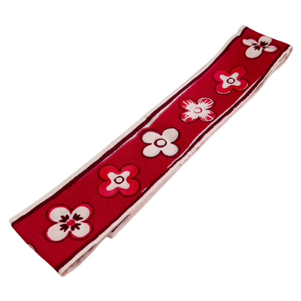 LOUIS VUITTON Fleur de Porcelaine Red Silk Bandeau/Twilly LHQ2106