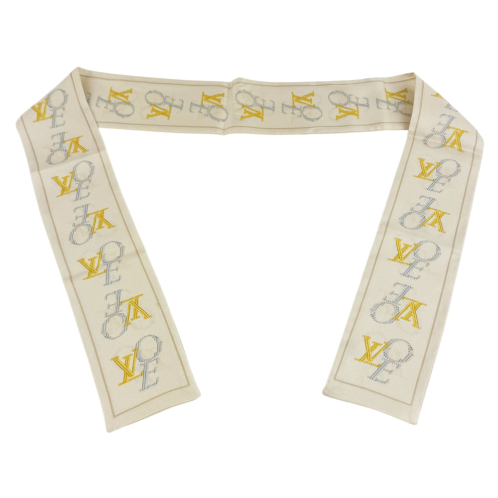 LOUIS VUITTON 'Love' Cream Twilly Scarf Bandeau LHQ2107