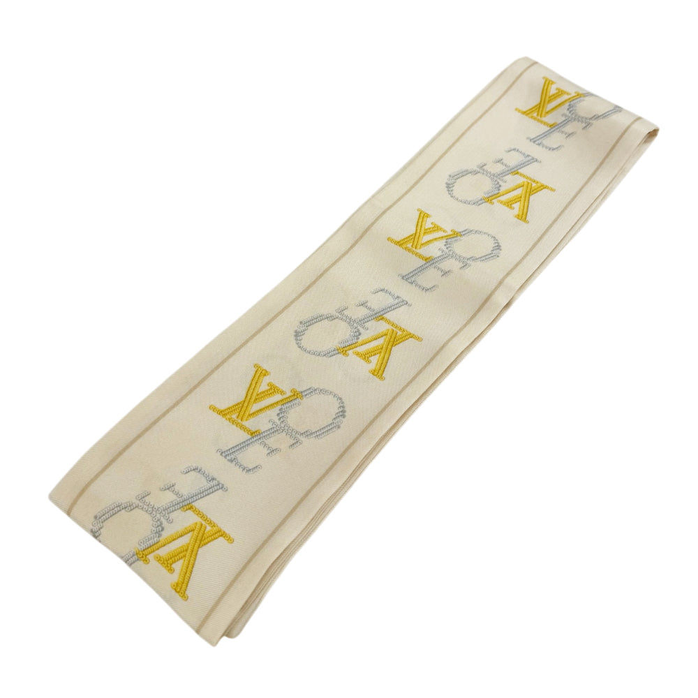 LOUIS VUITTON 'Love' Cream Twilly Scarf Bandeau LHQ2107