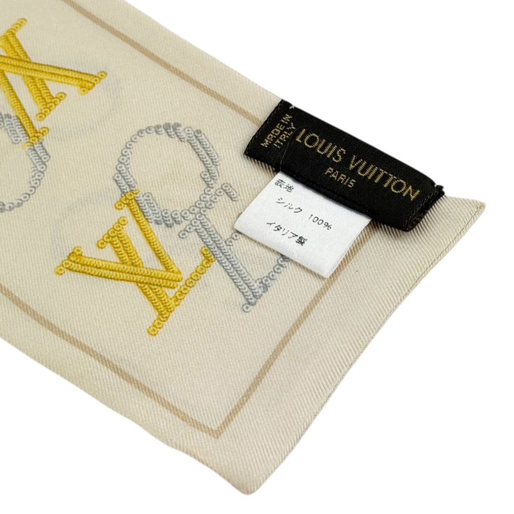 LOUIS VUITTON 'Love' Cream Twilly Scarf Bandeau LHQ2107