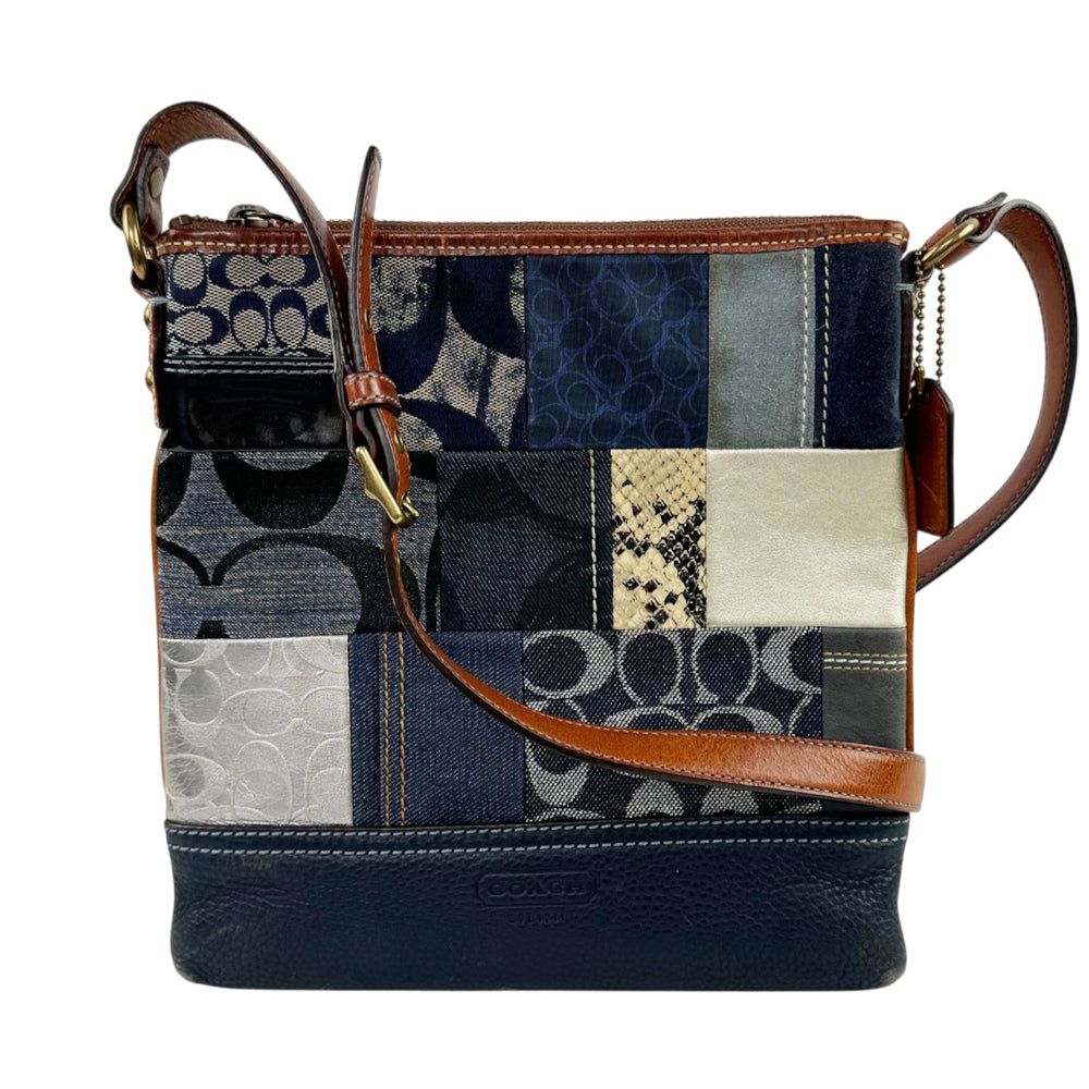 COACH Denim Patchwork Leather Navy Bag LHQ2113
