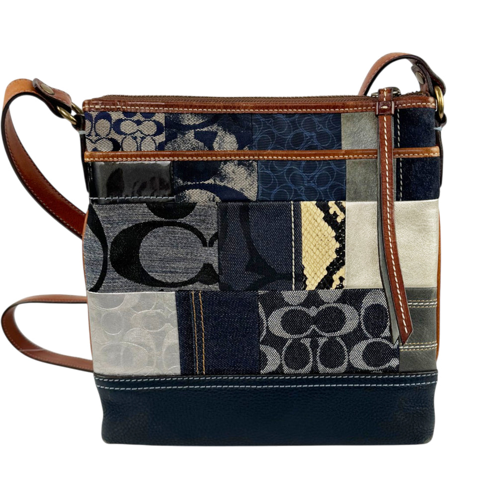 COACH Denim Patchwork Leather Navy Bag LHQ2113