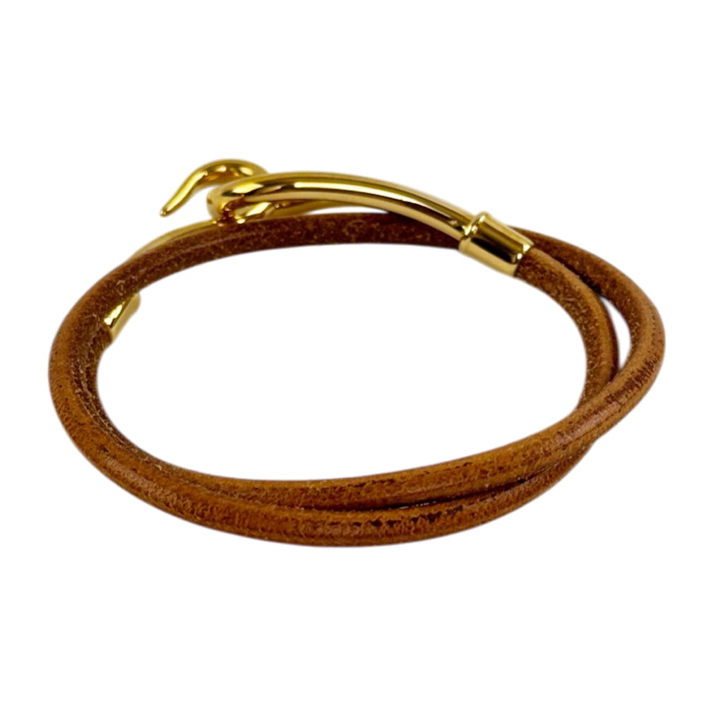 HERMES Jumbo Leather Bracelet Gold LHQ2114