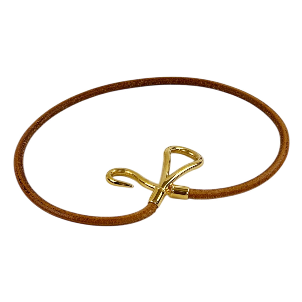 HERMES Jumbo Leather Bracelet Gold LHQ2114