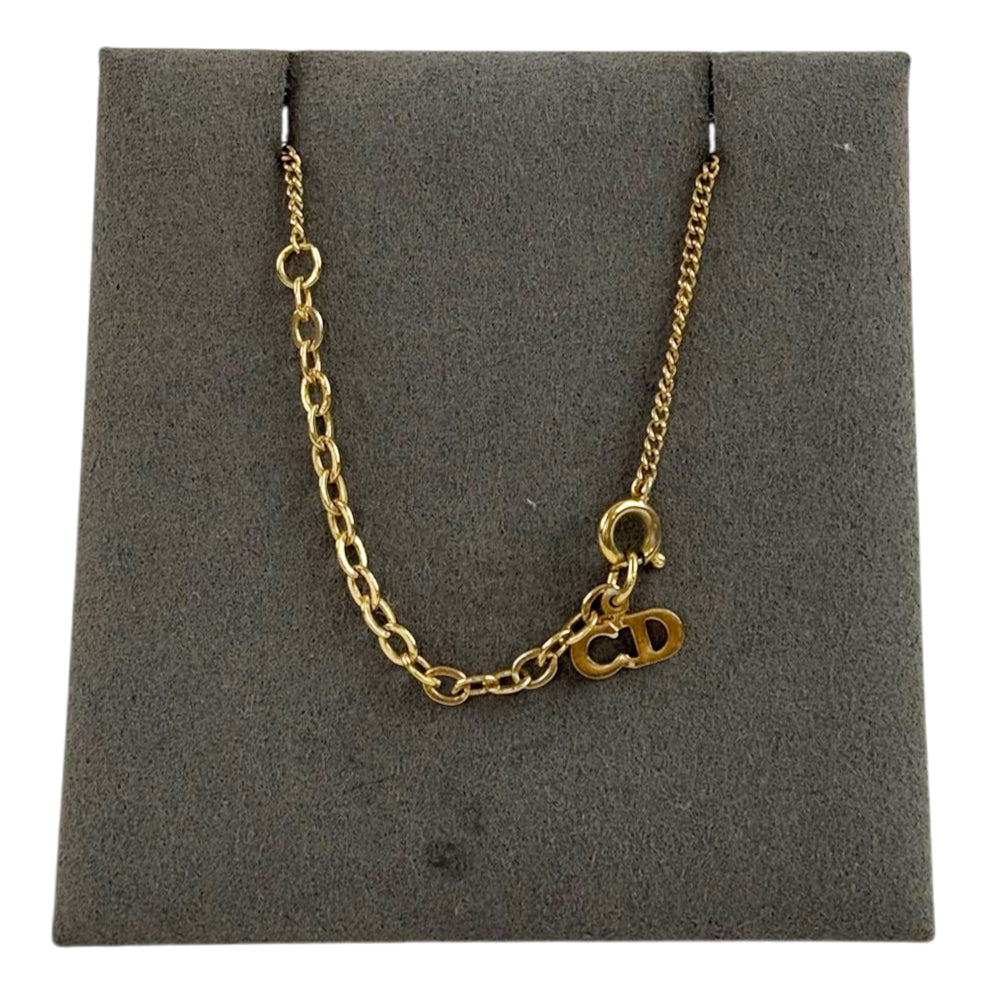 CHRISTIAN DIOR Gold CD Necklace LHQ2129
