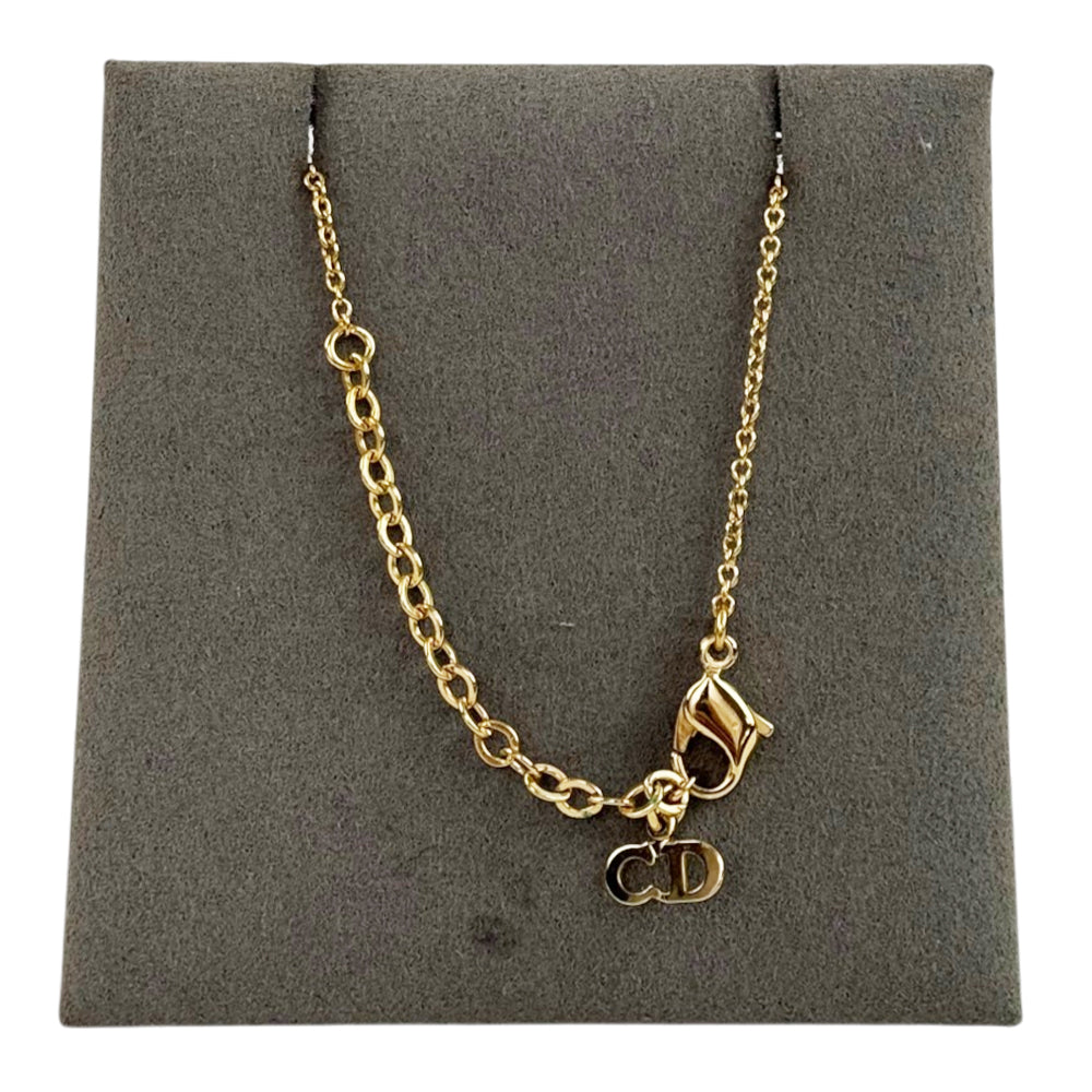 CHRISTIAN DIOR Gold Rhinestone Necklace LHQ2130