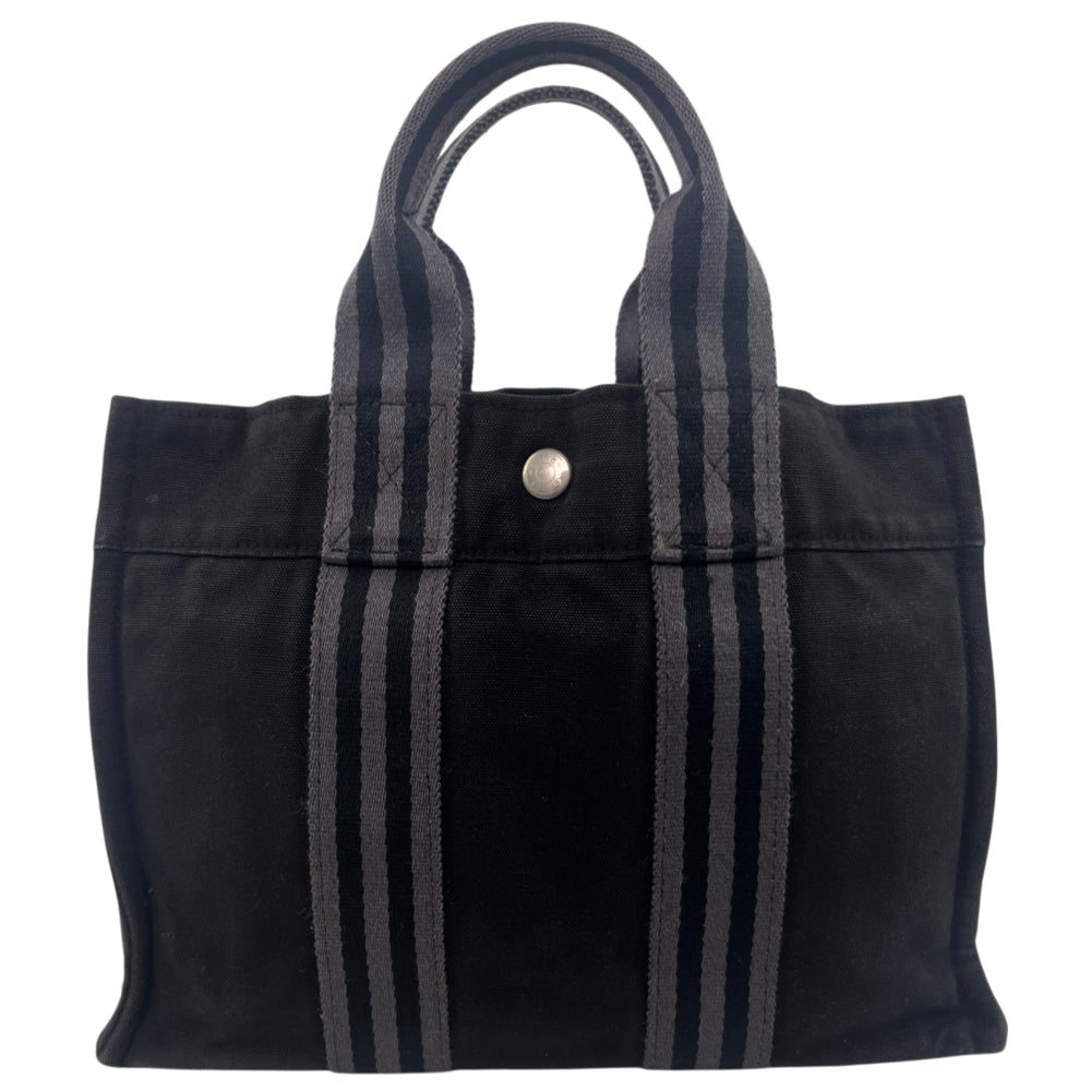 HERMES Fourre Tout Black Canvas Tote Bag LHQ2145