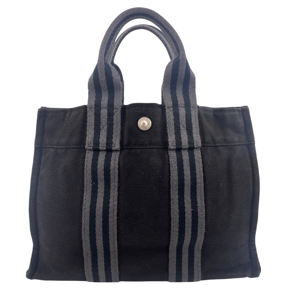 HERMES Fourre Tout Black Canvas Tote Bag LHQ2145