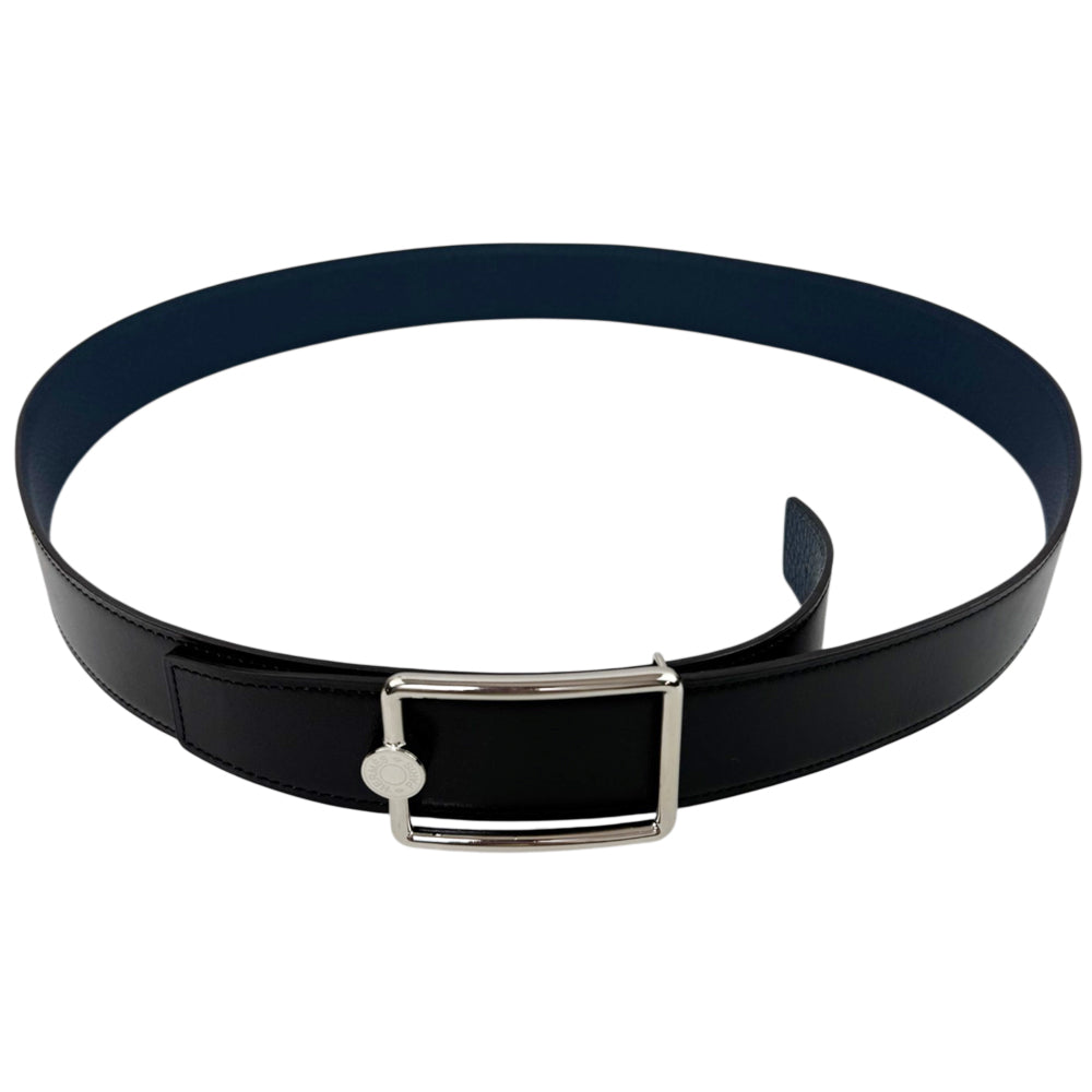 HERMES Reversible Oscar Black/Blue Leather Belt Size 100cm LHQ2152