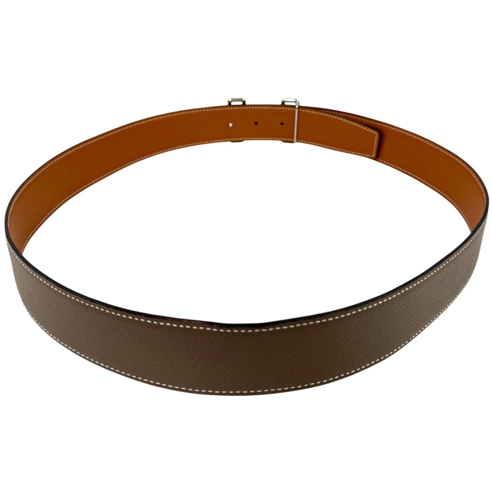 HERMES 'H' Reversible Brown/Taupe Belt Size 95cm LHQ2153