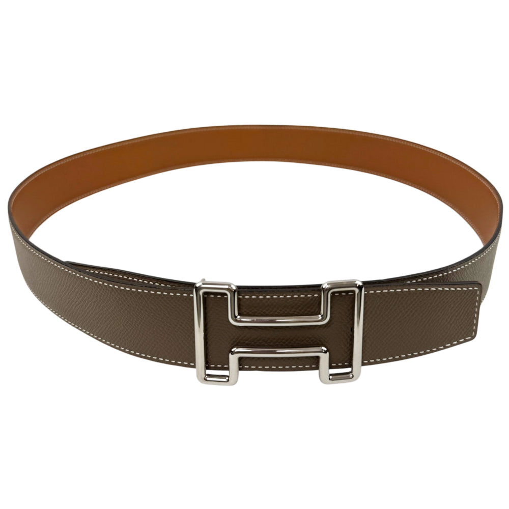 HERMES 'H' Reversible Brown/Taupe Belt Size 95cm LHQ2153