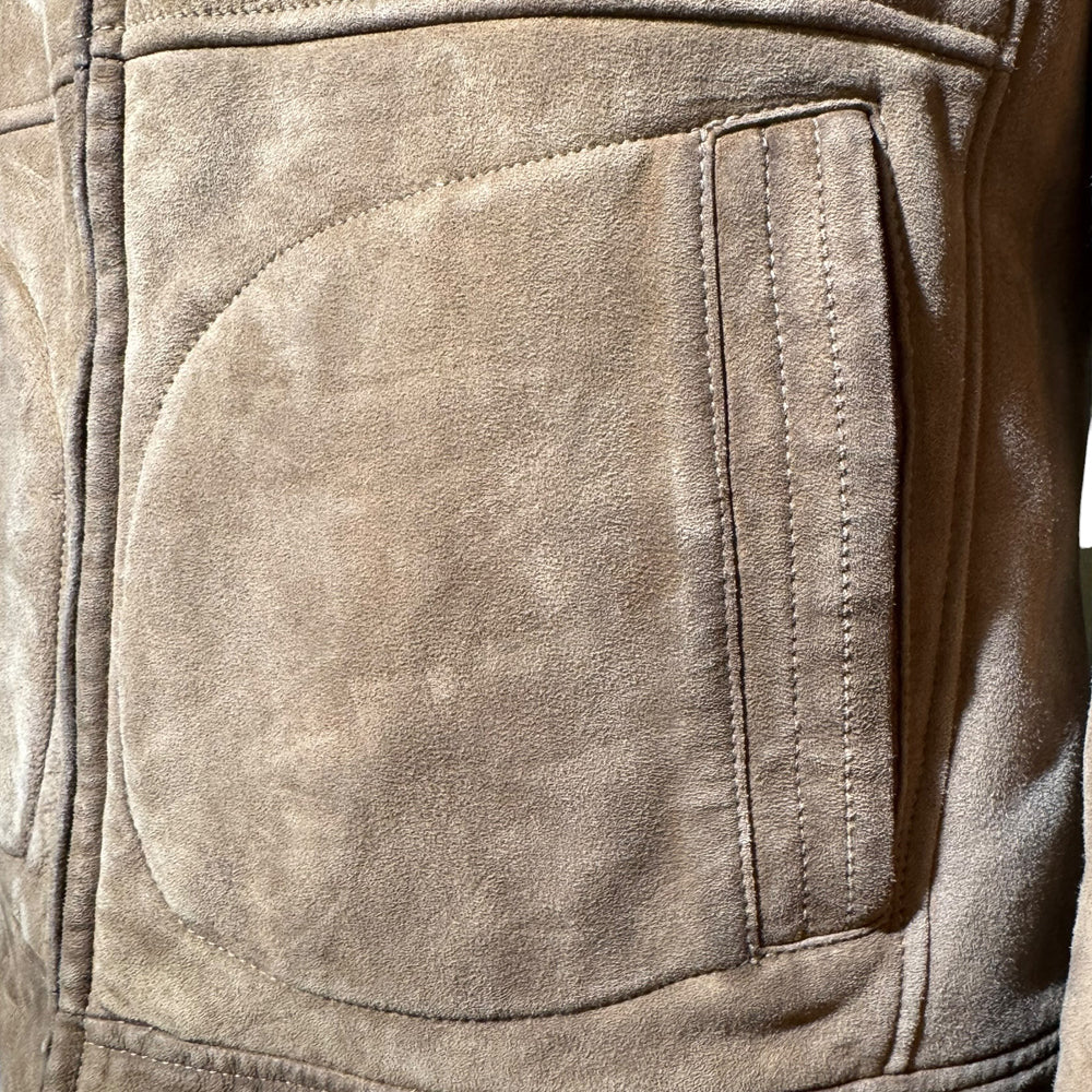 BRUNELLO CUCINELLI Brown Suede Fur Lined Jacket Size M LHQ2156