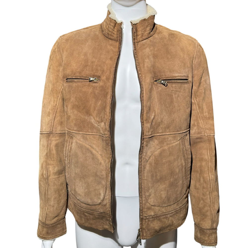 BRUNELLO CUCINELLI Brown Suede Fur Lined Jacket Size M LHQ2156