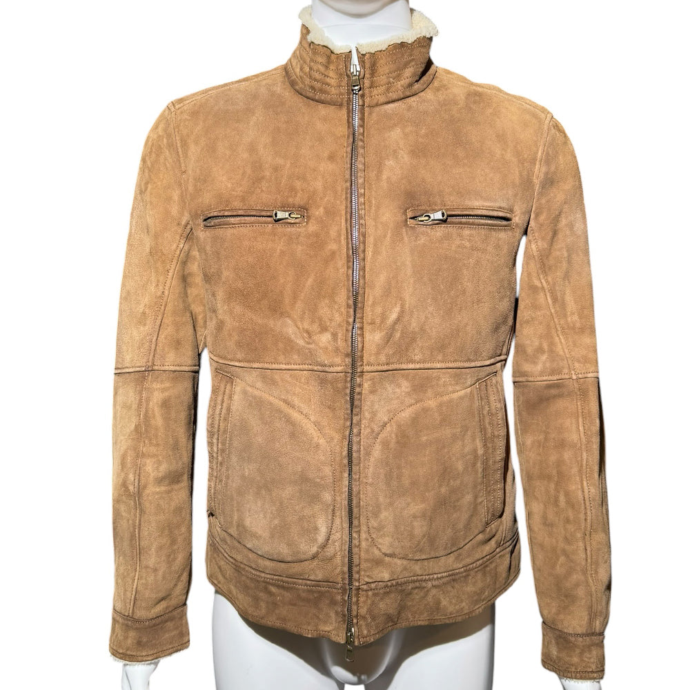 BRUNELLO CUCINELLI Brown Suede Fur Lined Jacket Size M LHQ2156