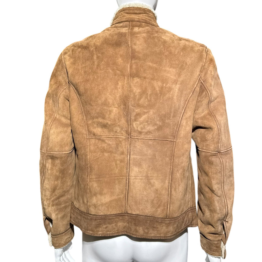 BRUNELLO CUCINELLI Brown Suede Fur Lined Jacket Size M LHQ2156