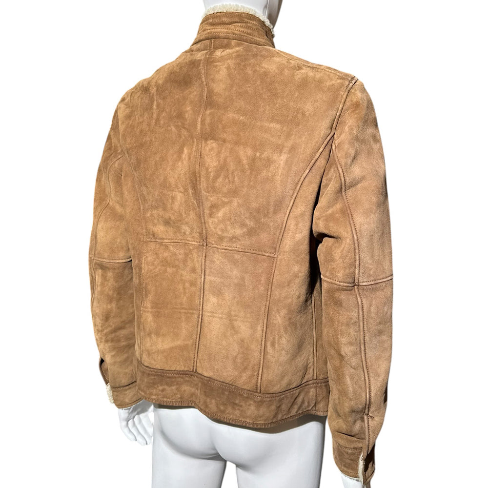 BRUNELLO CUCINELLI Brown Suede Fur Lined Jacket Size M LHQ2156