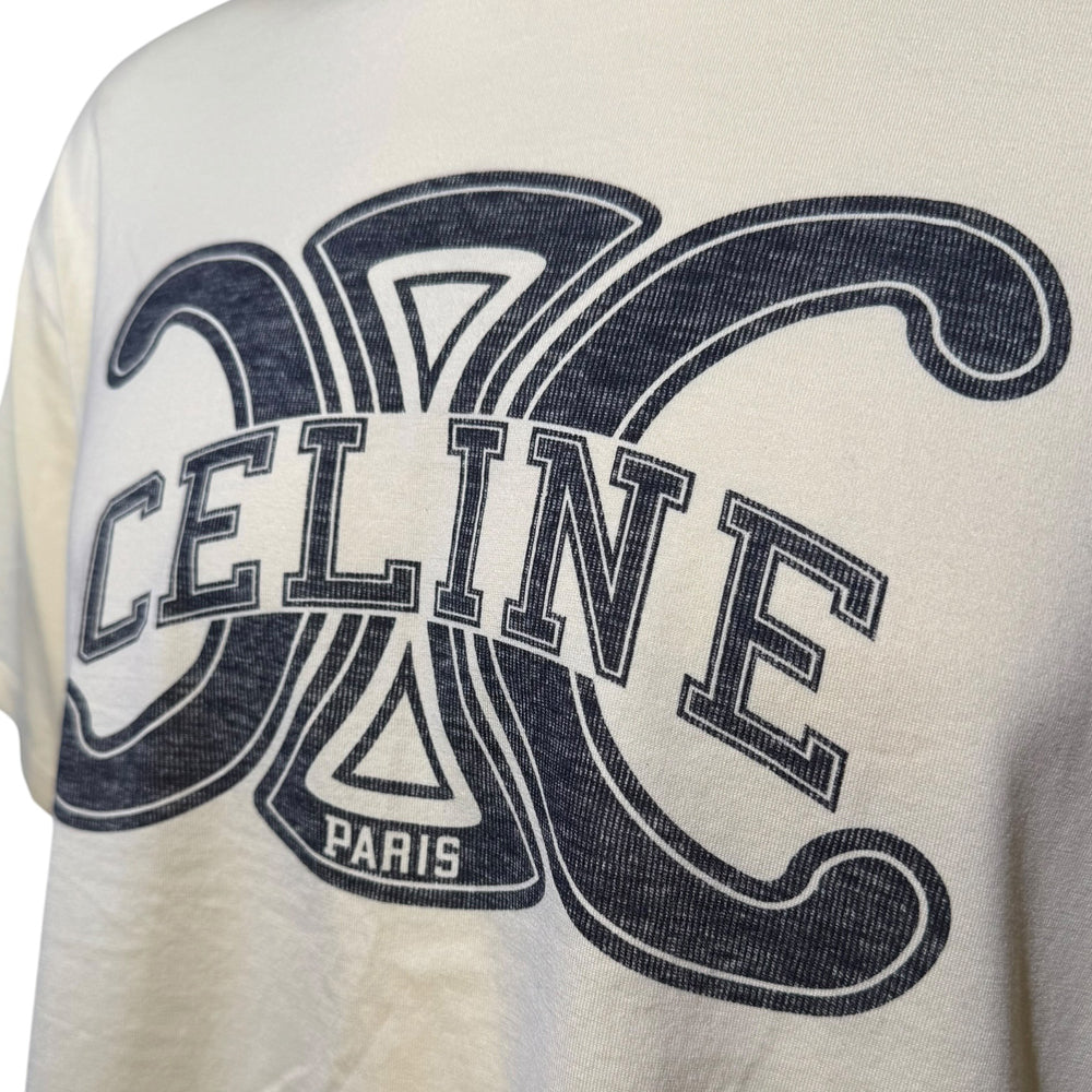 CELINE Yellow Macadam Logo T-Shirt Size M LHQ2158