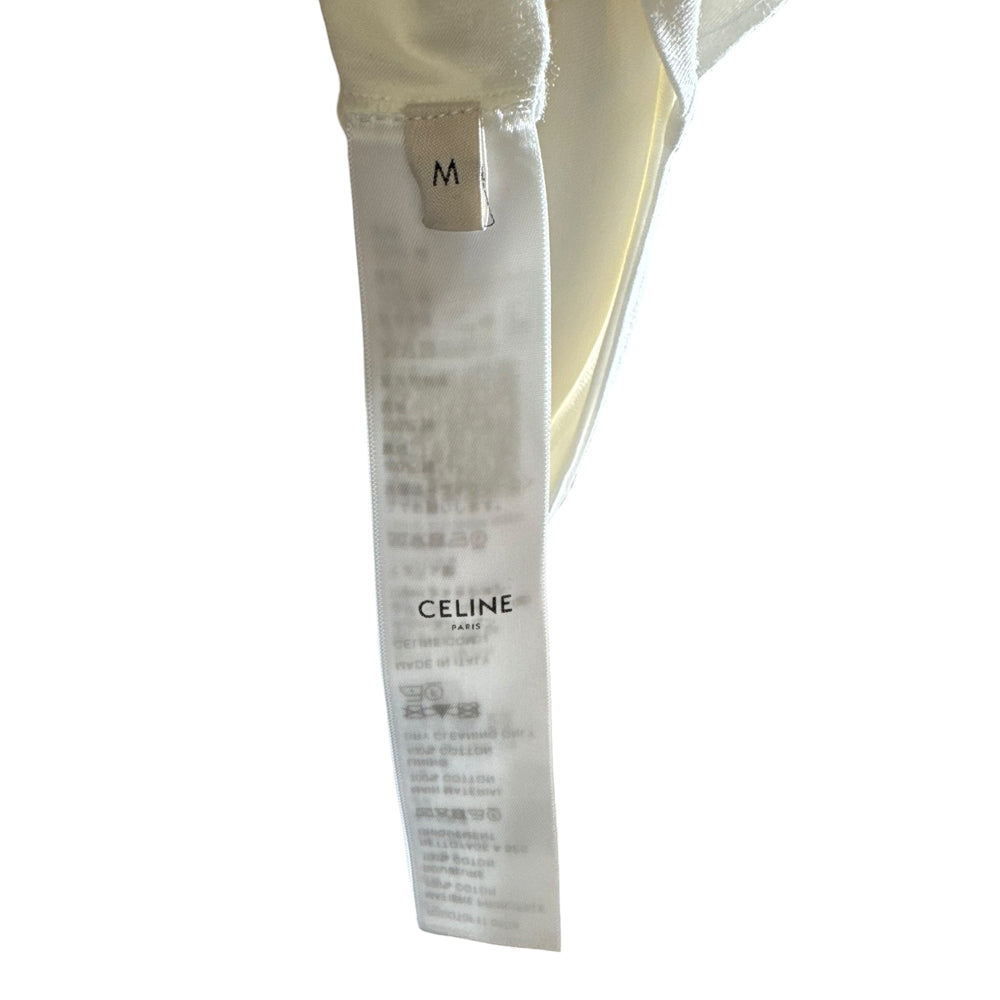 CELINE White Layered Logo T-Shirt Size M LHQ2159