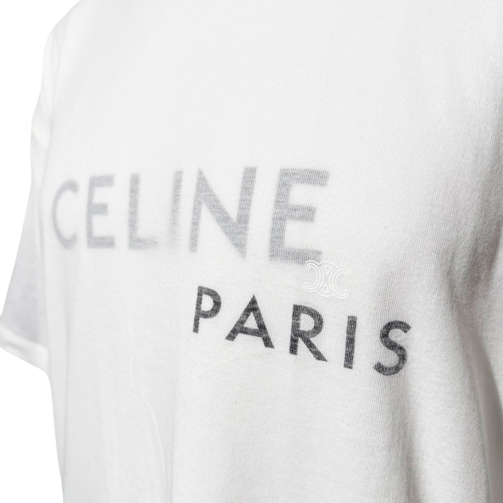 CELINE White Layered Logo T-Shirt Size M LHQ2159