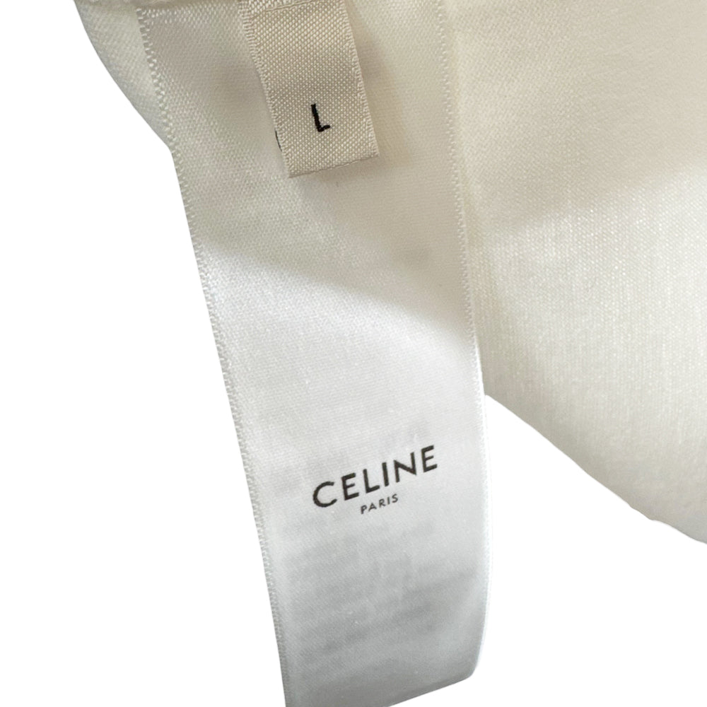 CELINE White Logo T-Shirt Size L LHQ2162