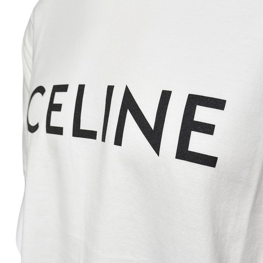CELINE White Logo T-Shirt Size L LHQ2162