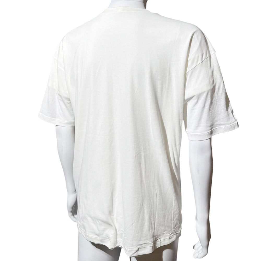 CELINE White Flocked Logo T-Shirt Size M LHQ2163