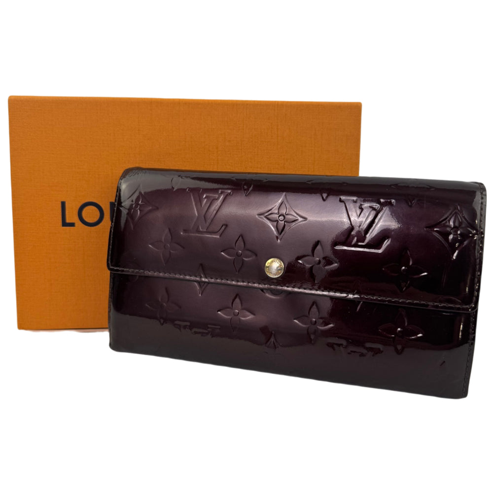 LOUIS VUITTON Burgundy Vernis Patent Leather Purse Wallet LHQ2166