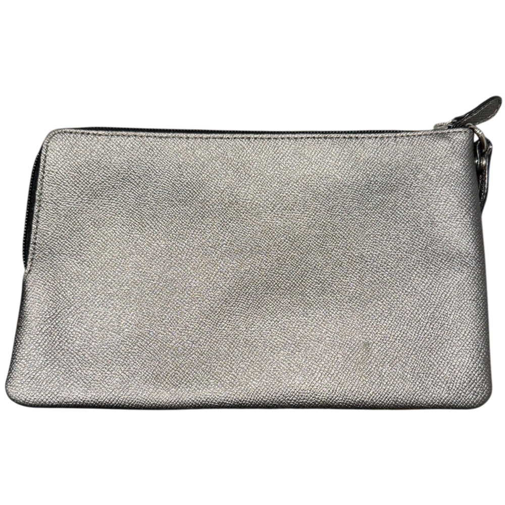 COACH Silver/Grey Leather Wristlet Clutch LHQ2167