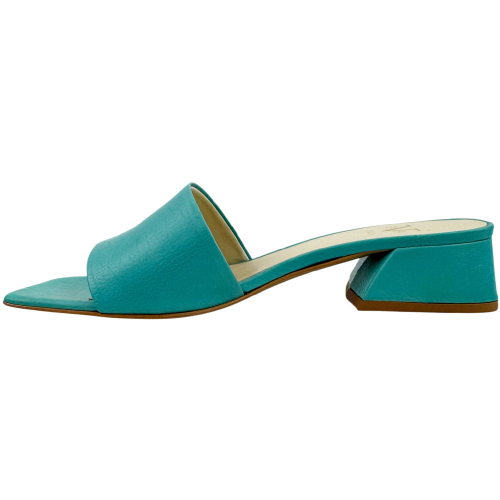 VERSACE 1969 Light Blue Leather Heel Sandals Size 6 UK LHQ2169