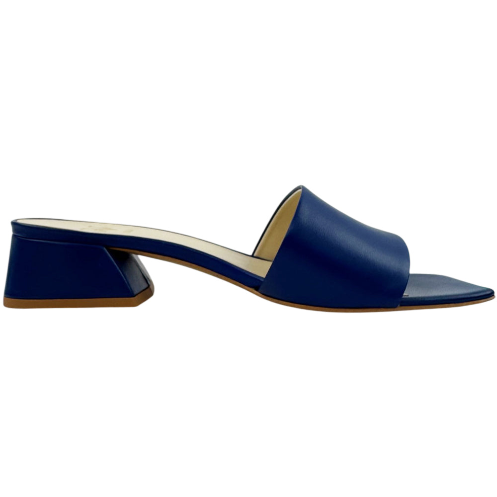 VERSACE 1969 Dark Blue Leather Heel Sandals Size 6 UK LHQ2170