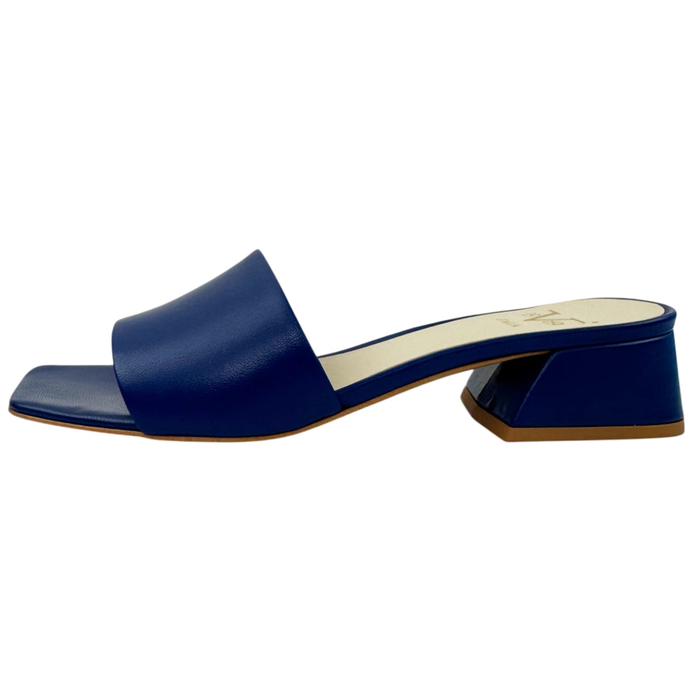 VERSACE 1969 Dark Blue Leather Heel Sandals Size 6 UK LHQ2170