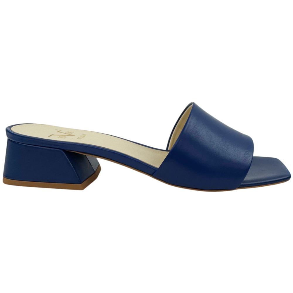 VERSACE 1969 Dark Blue Leather Heel Sandals Size 6 UK LHQ2170