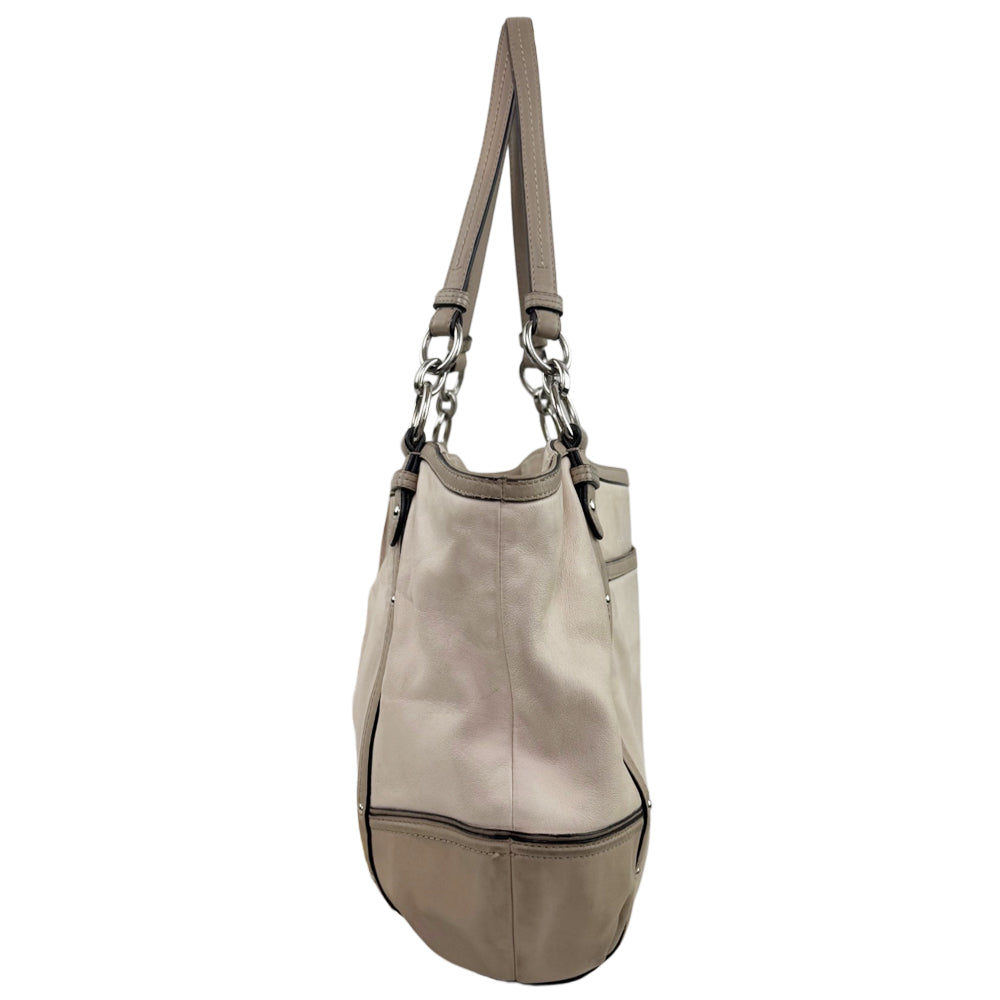 COACH White/Grey Leather Shoulder Bag LHQ2175